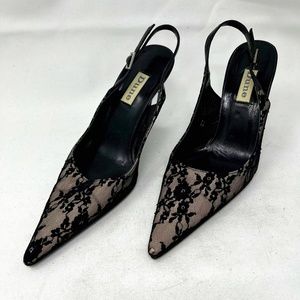 DUNE Woman's Lace Slingback Black Heels 6.5